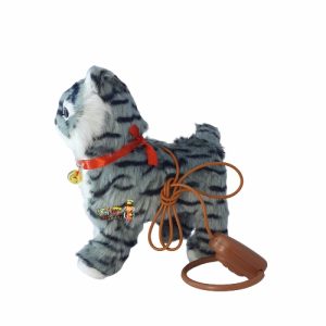 اسباب بازی ربات گربه خاکستری حرکتی با قلاده